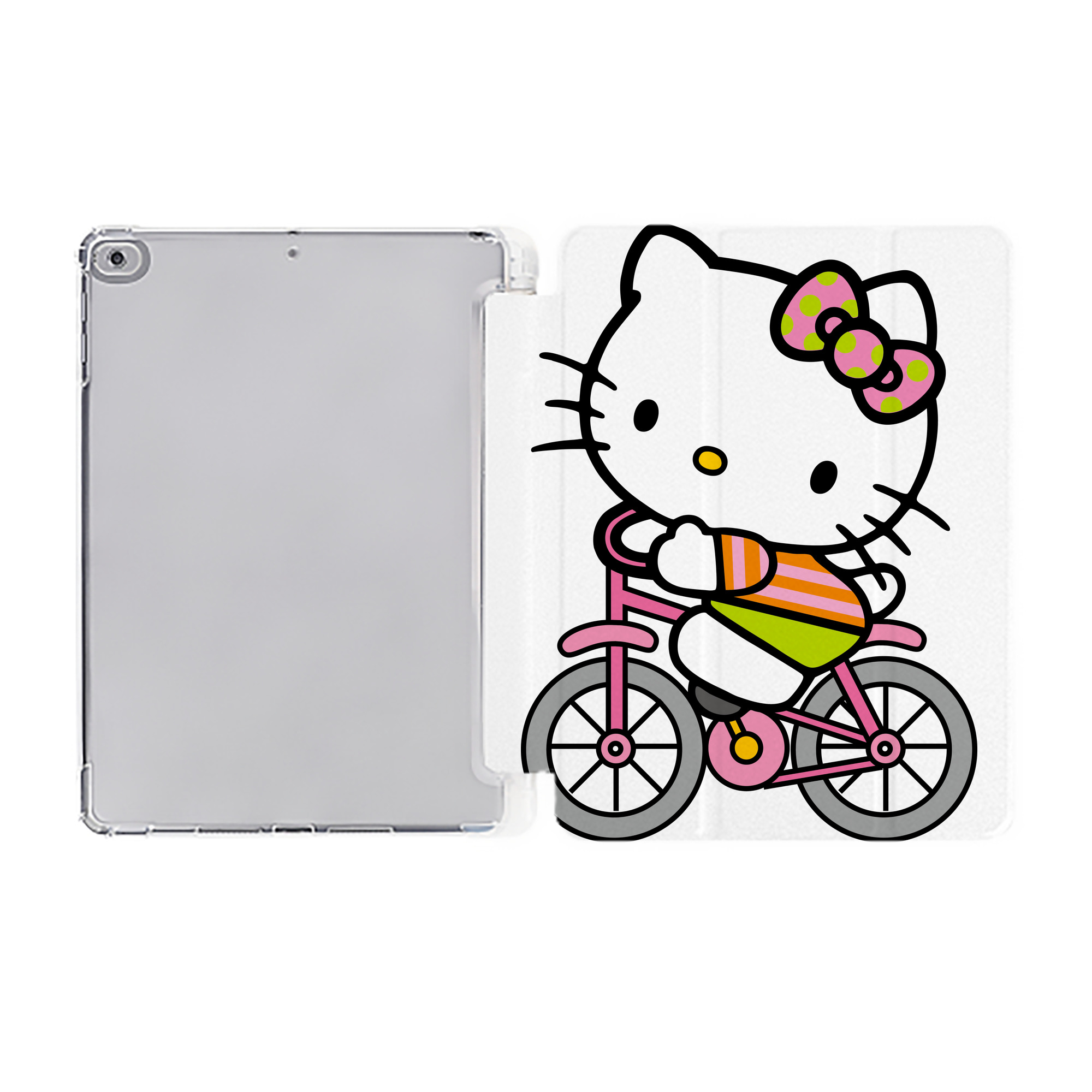 （画像用） Hello Kitty ハローキティ IPad ケース ペン収納付き 三つ折りスタンド PUレザー×シリコン 対応機種9.5/10.5/10.9インチ